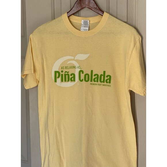 Orange Julius Yellow S/S T-Shirt Men's Size M Pina Colada Fruit Smoothies - Picture 3 of 5